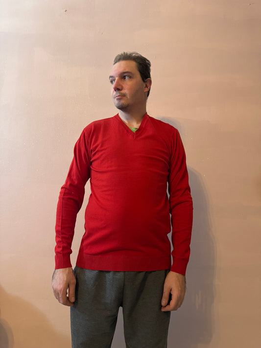 Maglione scollo a V rosso